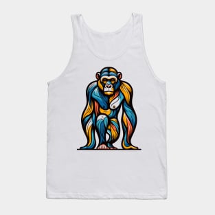 Pop art monkey illustration. cubism illustration of monkey Tank Top